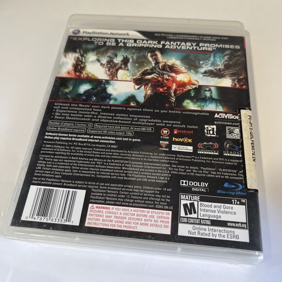 Wolfenstein (Sony PlayStation 3, 2009) PS3 CIB Complete W/ Manual Working - Picture 2 of 6